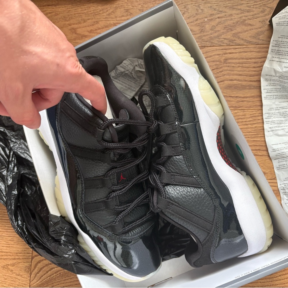 Jordan Black and White Sneakers with Glossy Finish